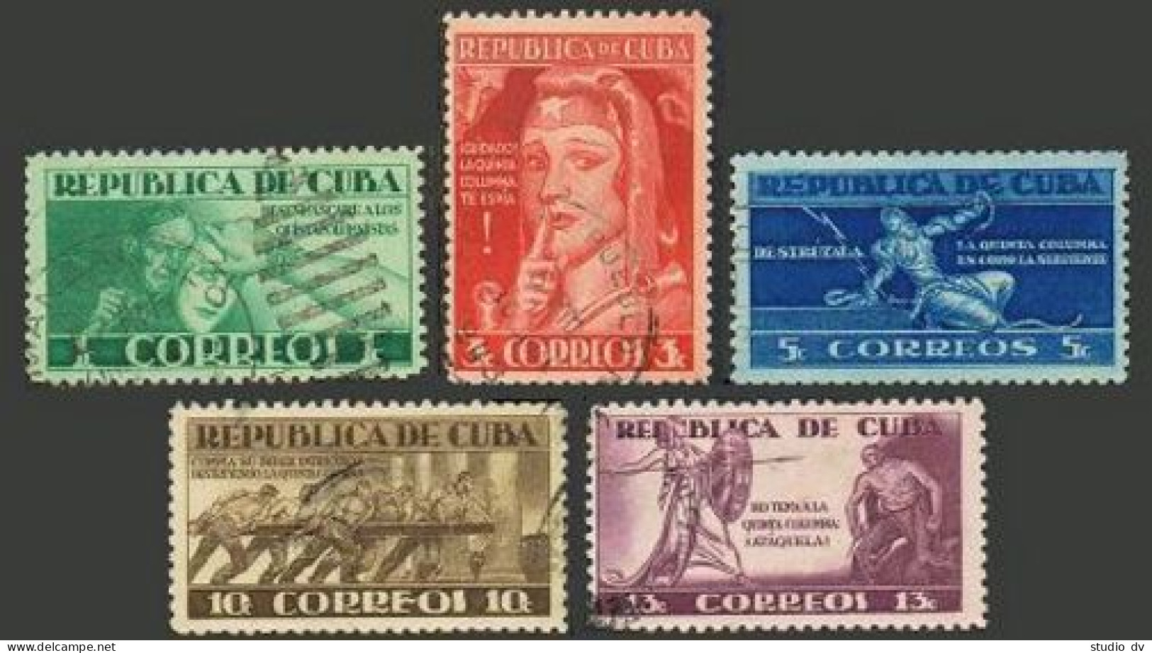Cuba 375-379, Used. Michel 181-185. Fifth Column, 1943. - Nuevos