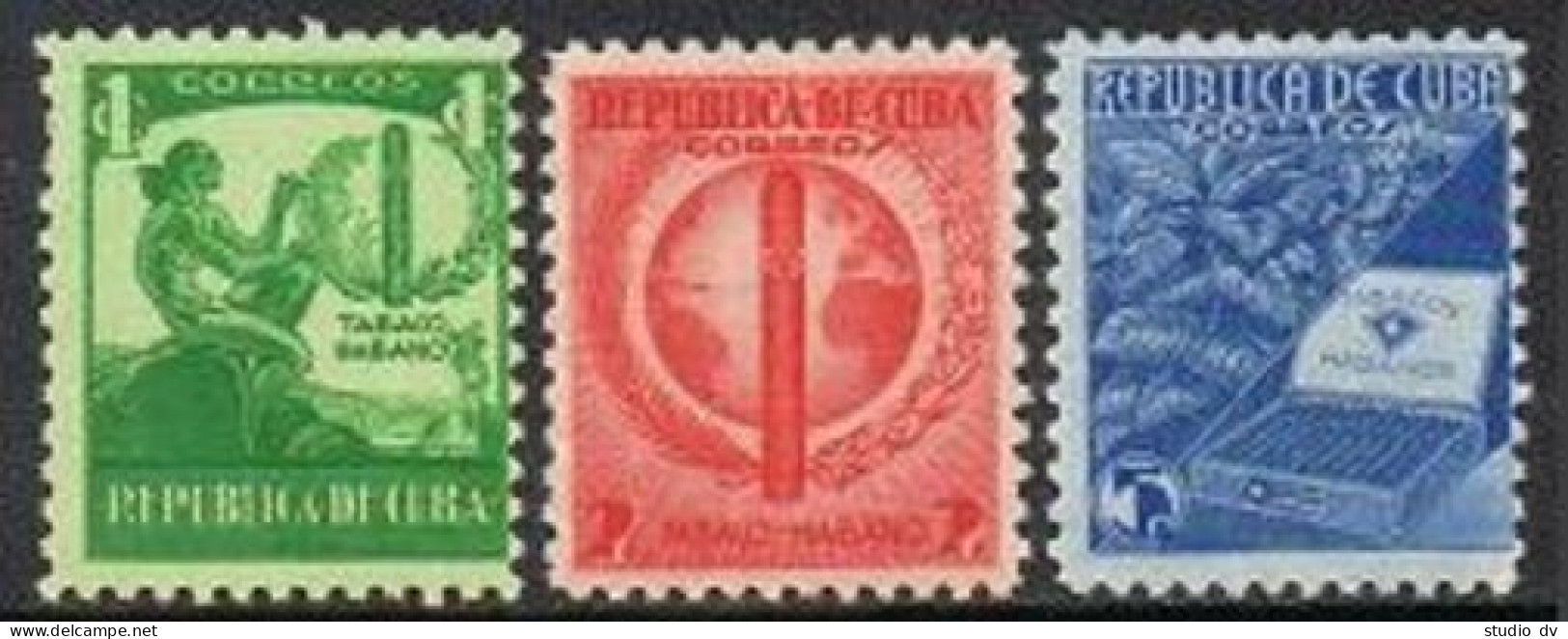 Cuba 356-358, Hinged. Mi 158-160. Tobacco Industry, 1939. Ciboney Indian, Cigar, - Unused Stamps