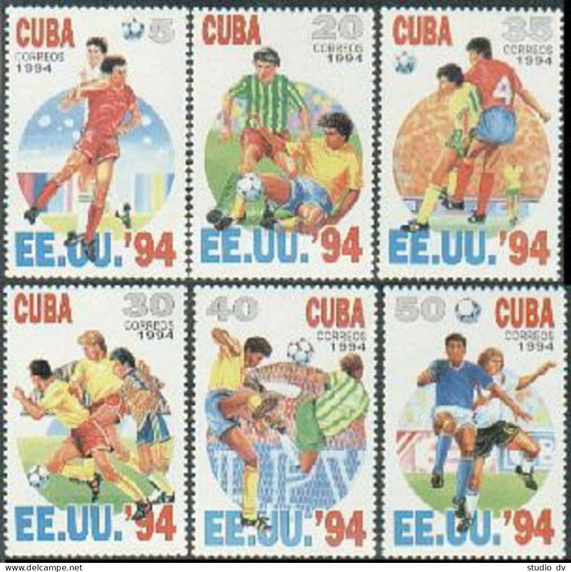 Cuba 3545-3550, 3551, MNH. World Soccer Cup USA-1994. - Ongebruikt