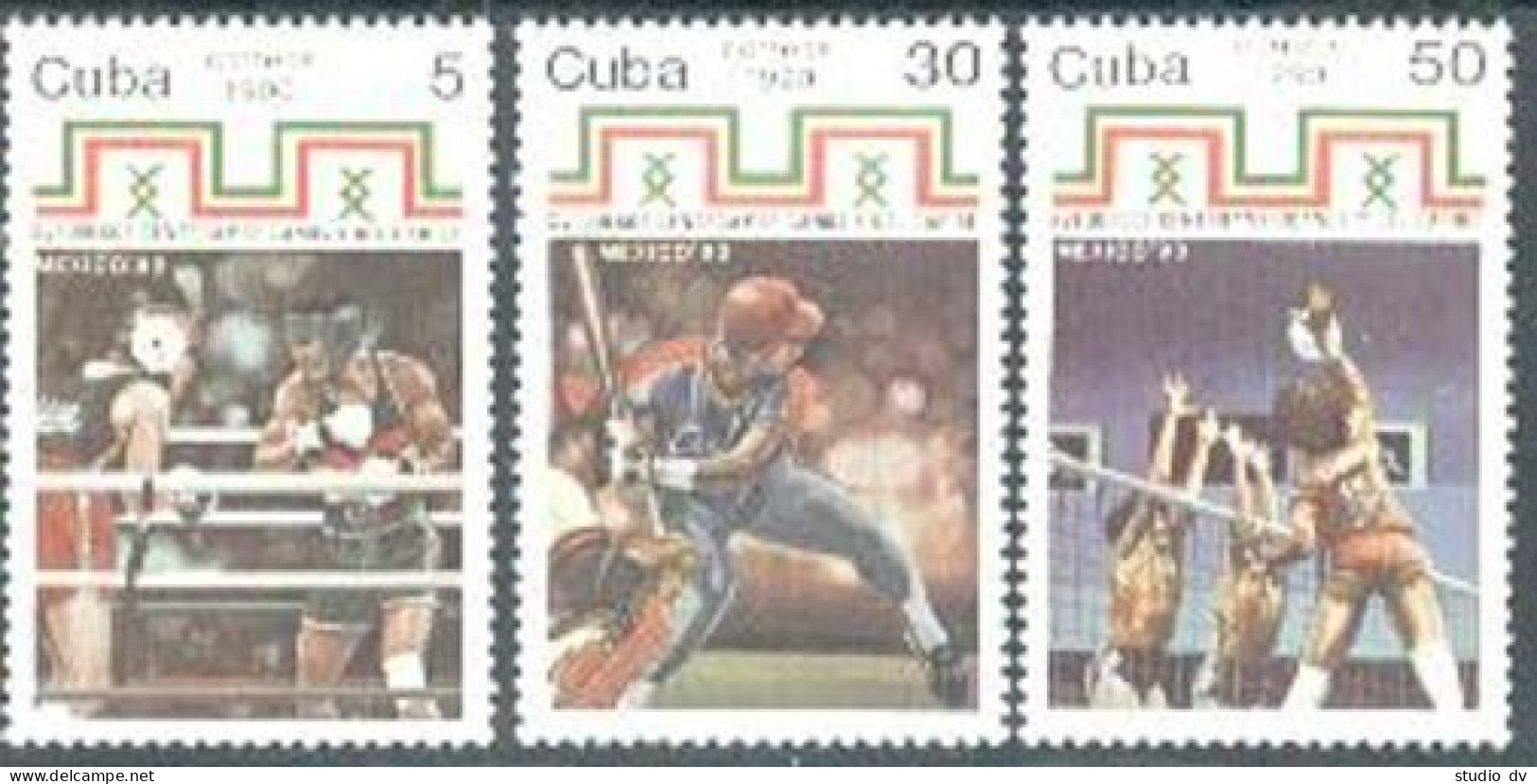 Cuba 3284-3286, MNH. Mi 3449-3451. Games, 1990. Boxing, Baseball, Volleyball. - Unused Stamps