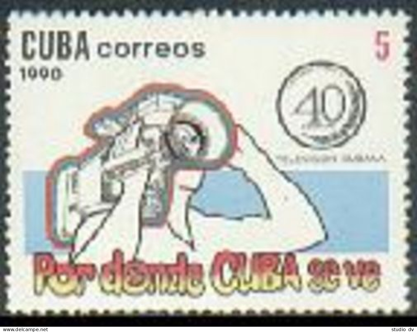 Cuba 3251 Two Stamps, MNH. Michel 3416. Cuban Television, 40th Ann. 1990. - Ongebruikt