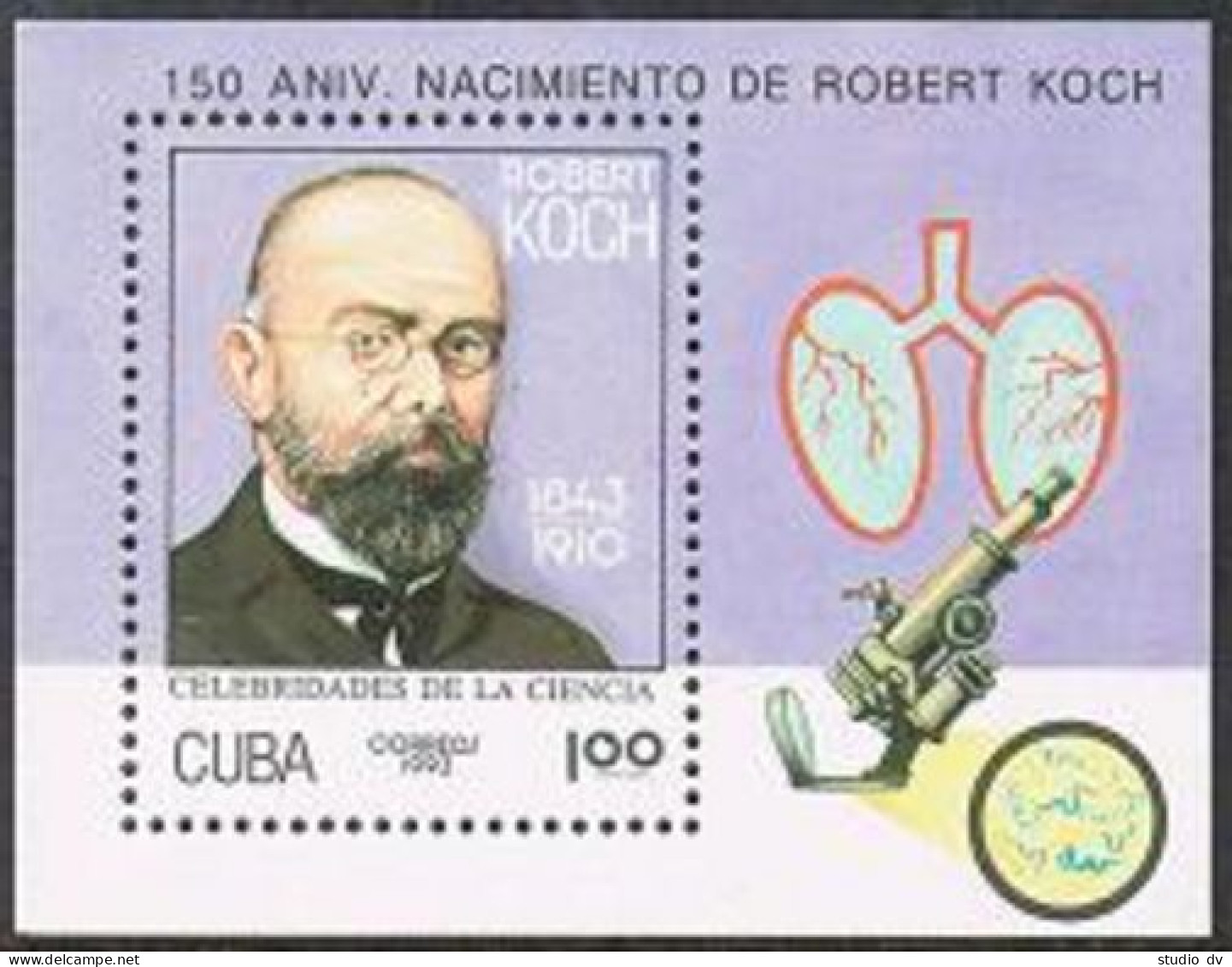 Cuba 3484-3491,3492,MNH.Michel 3661-3668,3969 Bl.134. Scientists 1993. - Unused Stamps