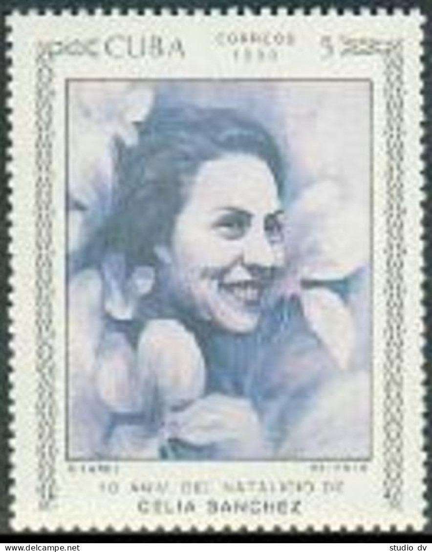 Cuba 3223 Two Stamps, MNH. Michel 3388. Celia Sanchez Manduley. Flowers. 1990. - Ongebruikt