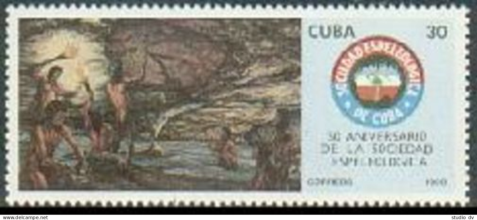 Cuba 3192,MNH.Michel 3355. Speleological Society,1990.Pre-historic Life Scene. - Unused Stamps