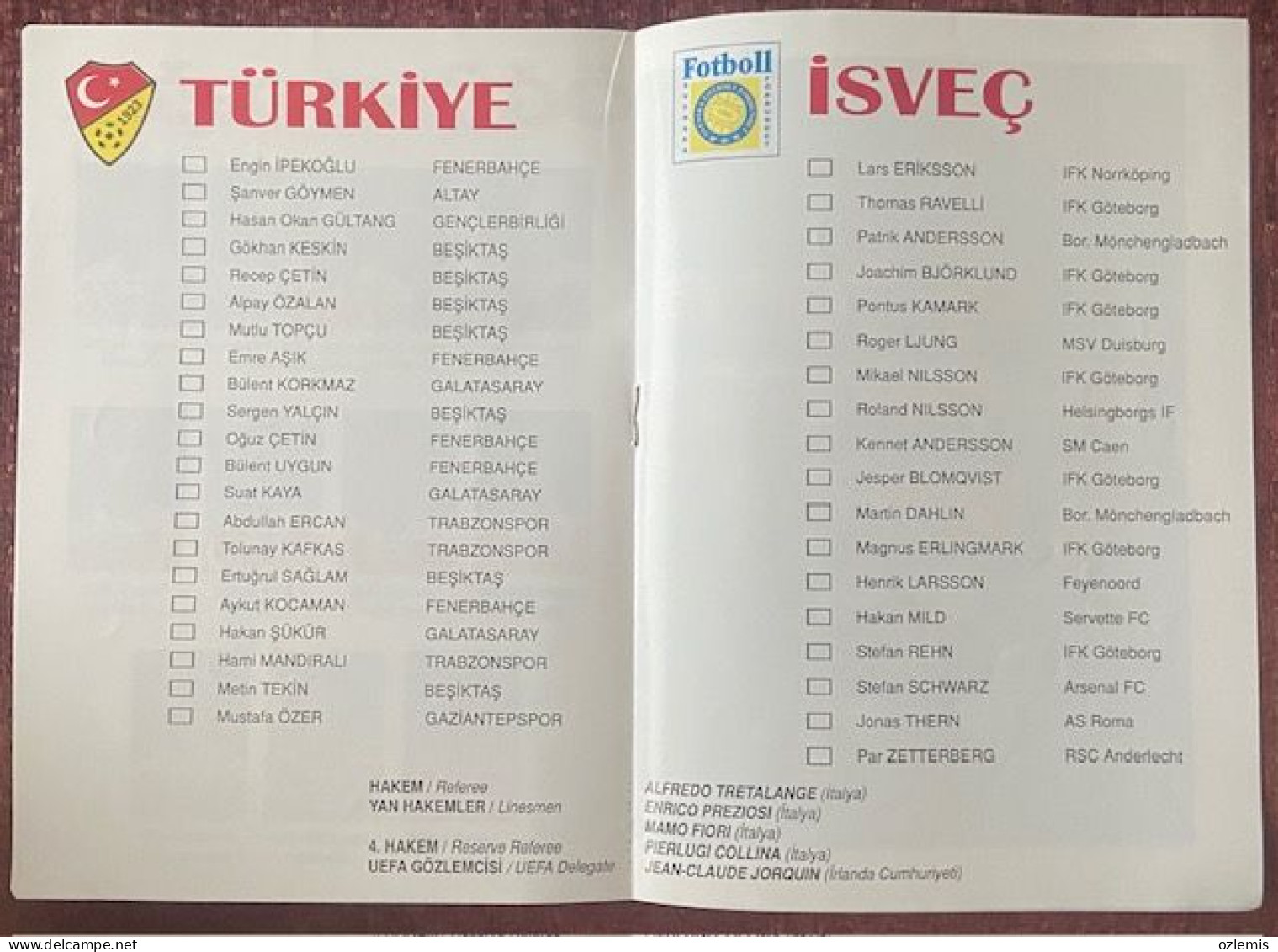 TURKEY - SWEDEN ,EUROPA  CUP  ,MATCH , SCHEDULE ,1995 - Eintrittskarten