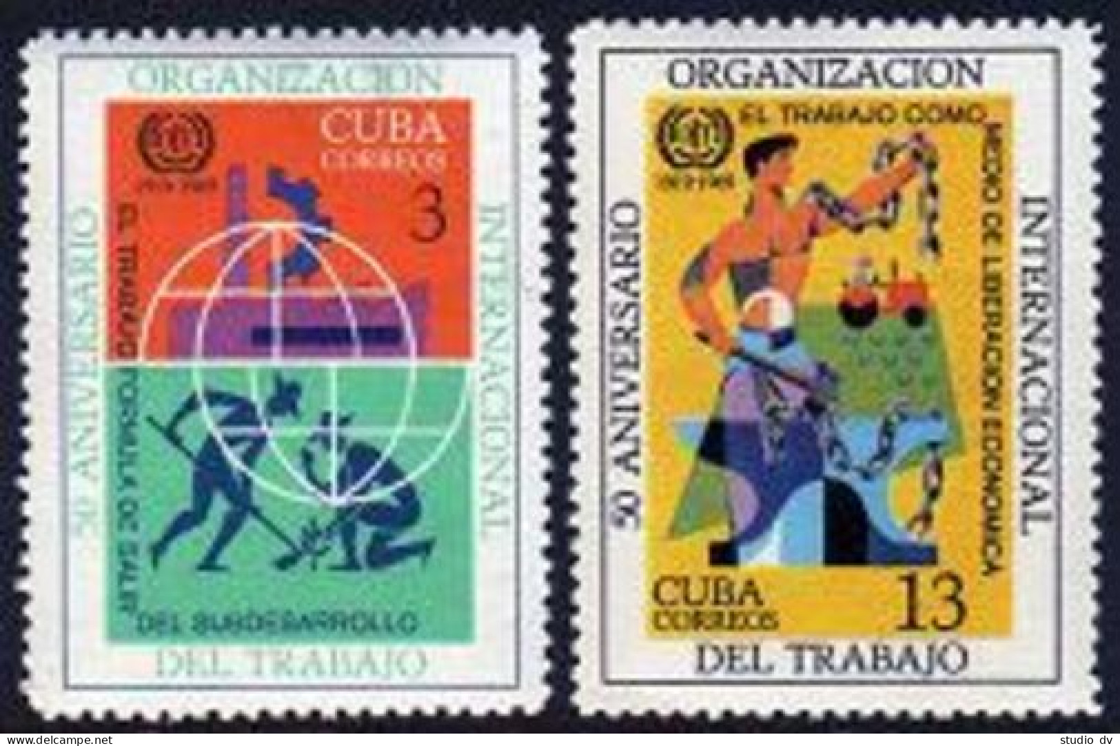 Cuba 1402-1403,MNH.Michel 1471-1472. Labor Organization ILO-50,1969. - Neufs