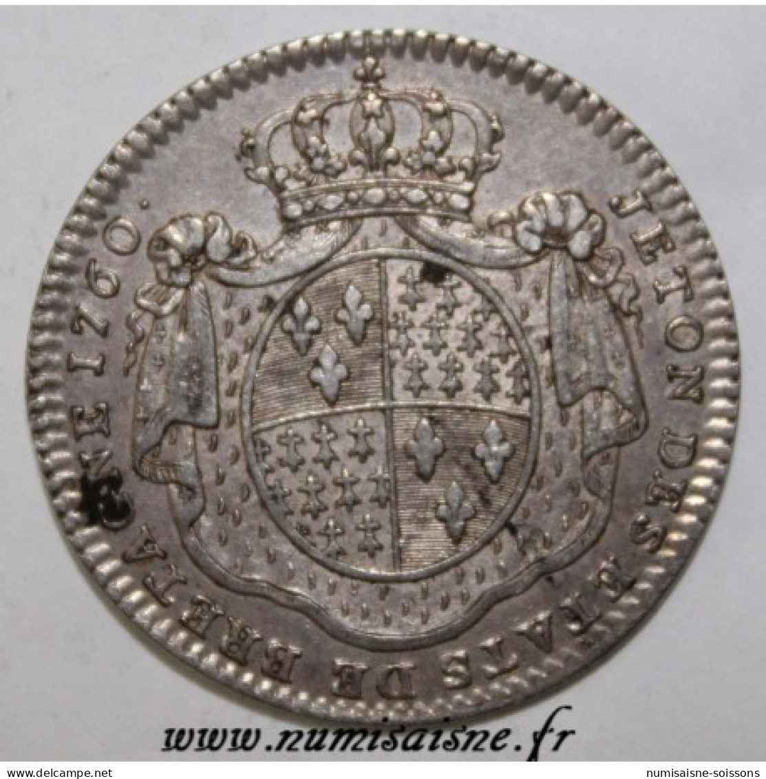 ETATS DE BRETAGNE - JETON - 1760 - LOUIS XV - TTB+ - Royaux / De Noblesse