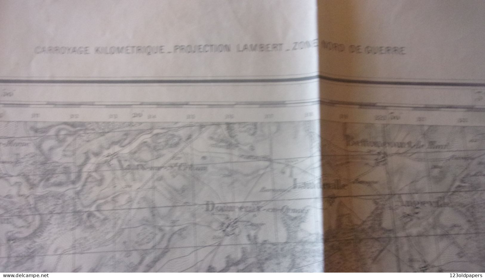 CARTE WWI SECTEUR CHAUMONT ZONE NORD DE GUERRE PROJECTION LAMBERT COLORIEE MANUELLEMENT - 1914-18