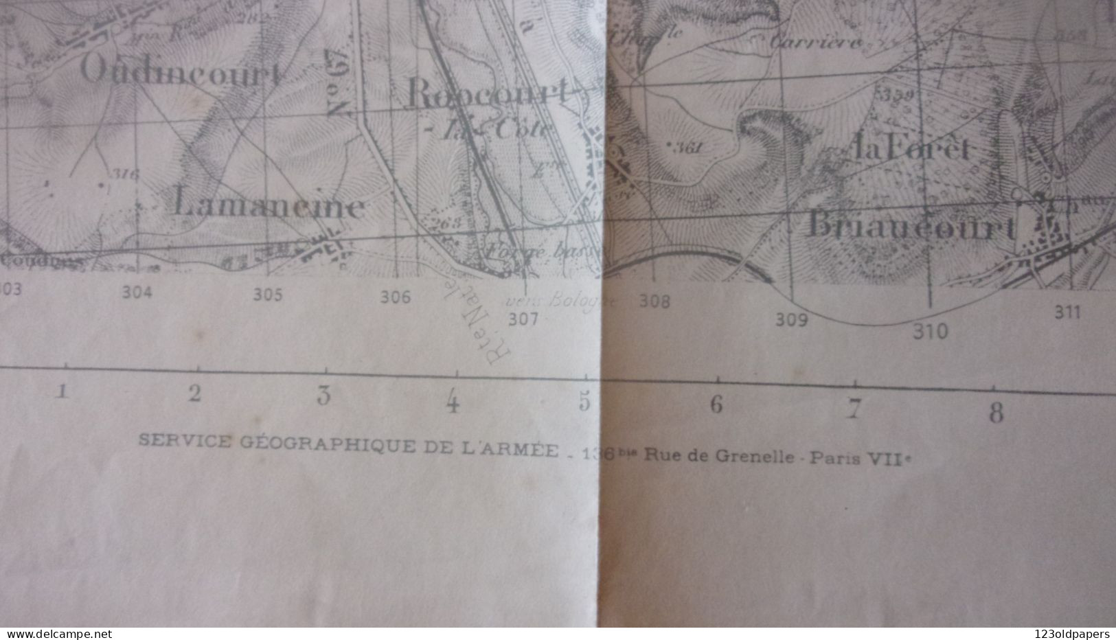 CARTE WWI SECTEUR CHAUMONT ZONE NORD DE GUERRE PROJECTION LAMBERT COLORIEE MANUELLEMENT - 1914-18