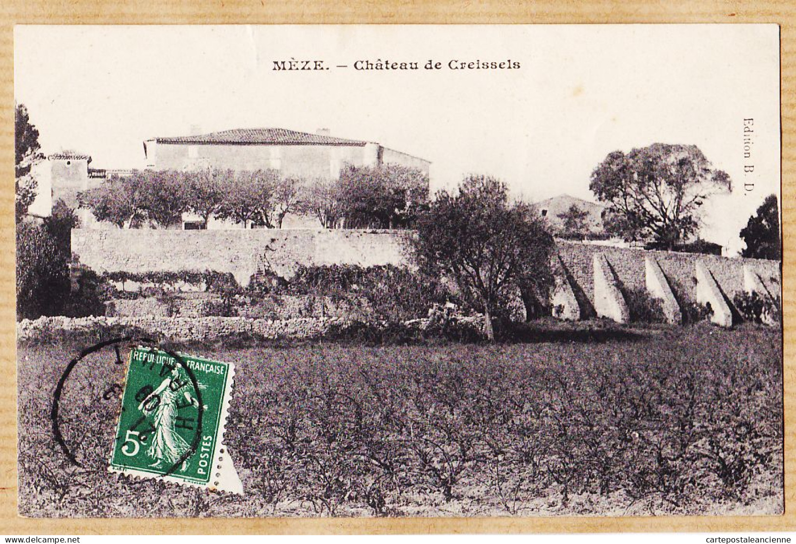 03386 ● MEZE Hérault Château CREISSELS 1909 à Ida FOURCADE Epicerie Du Centre Balaruc-les-Bains- Edition B.D - Mèze