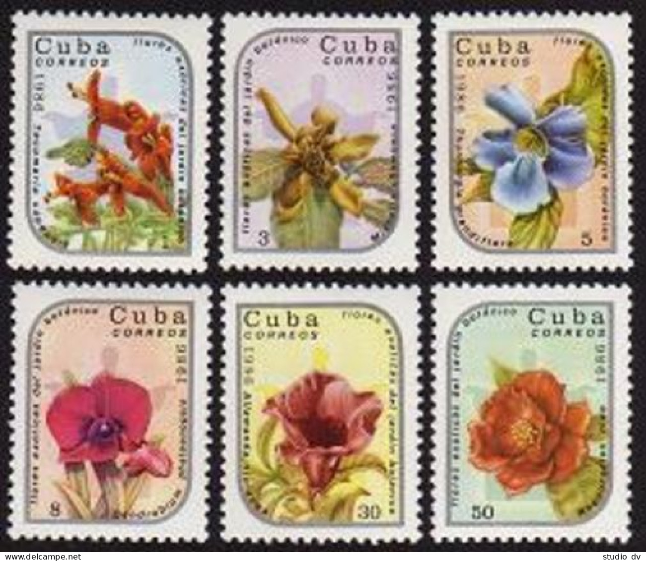 Cuba 2836-2841,lightly Hinged.Michel 2990-2995. Exotic Flowers,1986. - Neufs