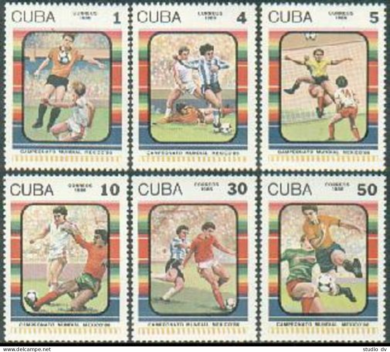 Cuba 2825-2830, MNH. Michel 2979-2984. World Soccer Cup,  Mexico-1986. - Ongebruikt