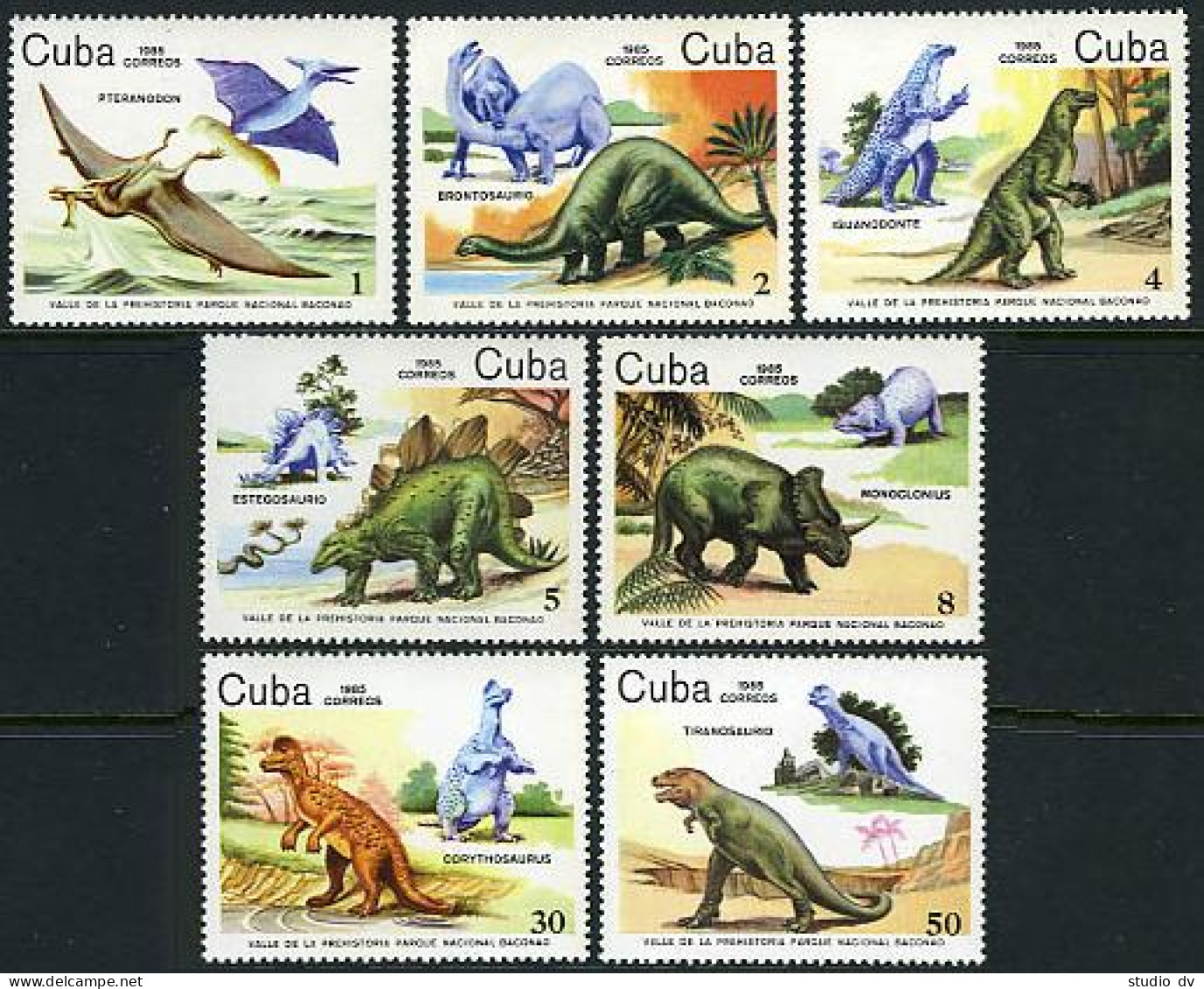 Cuba 2765-2771,MNH.Michel 2919-2925. Bacanao National Park,1985.Dinosaurs. - Ongebruikt
