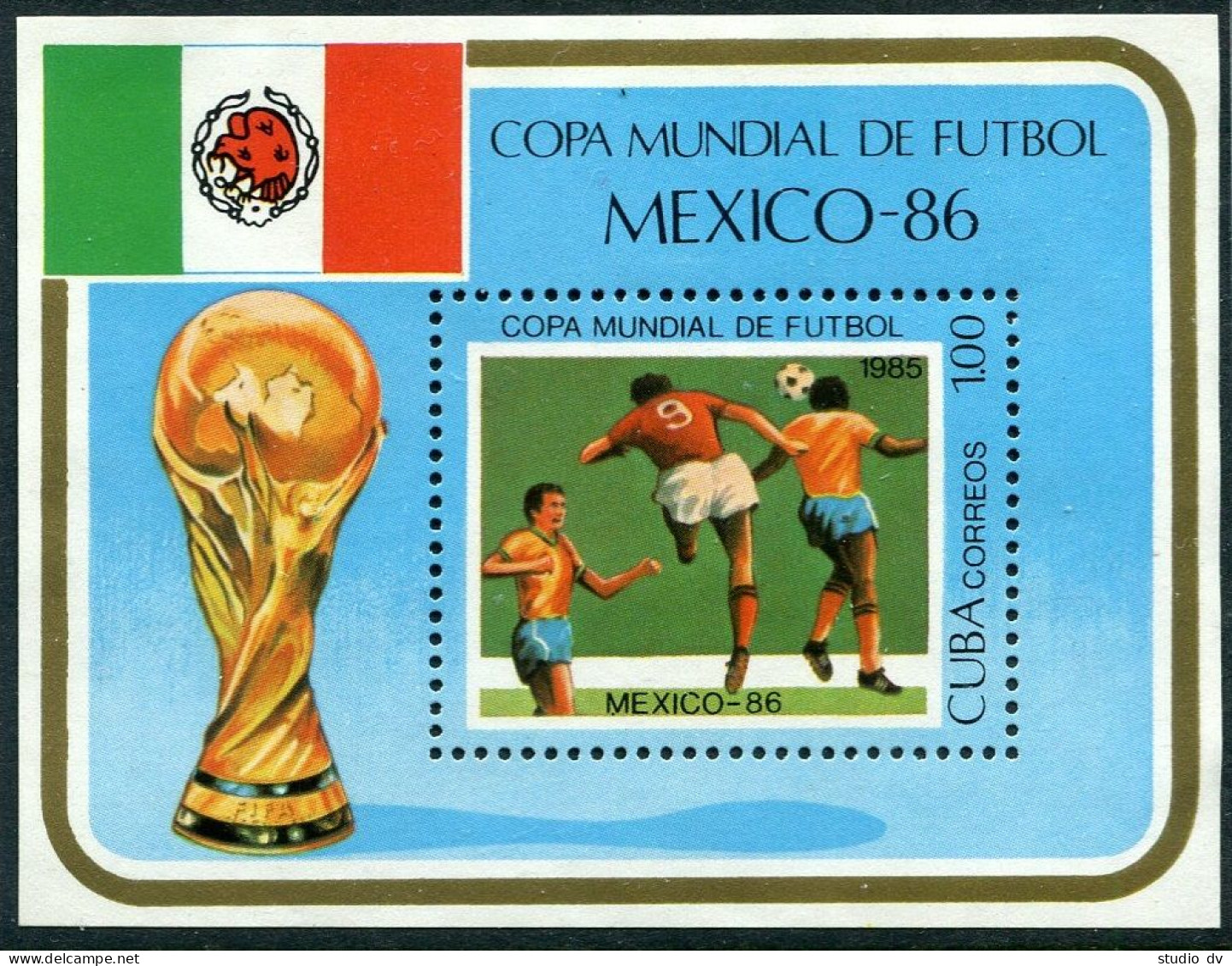 Cuba 2764, MNH. Michel 2118 Bl.88. W Orld Cup Soccer Championships Mexico-1986. - Neufs