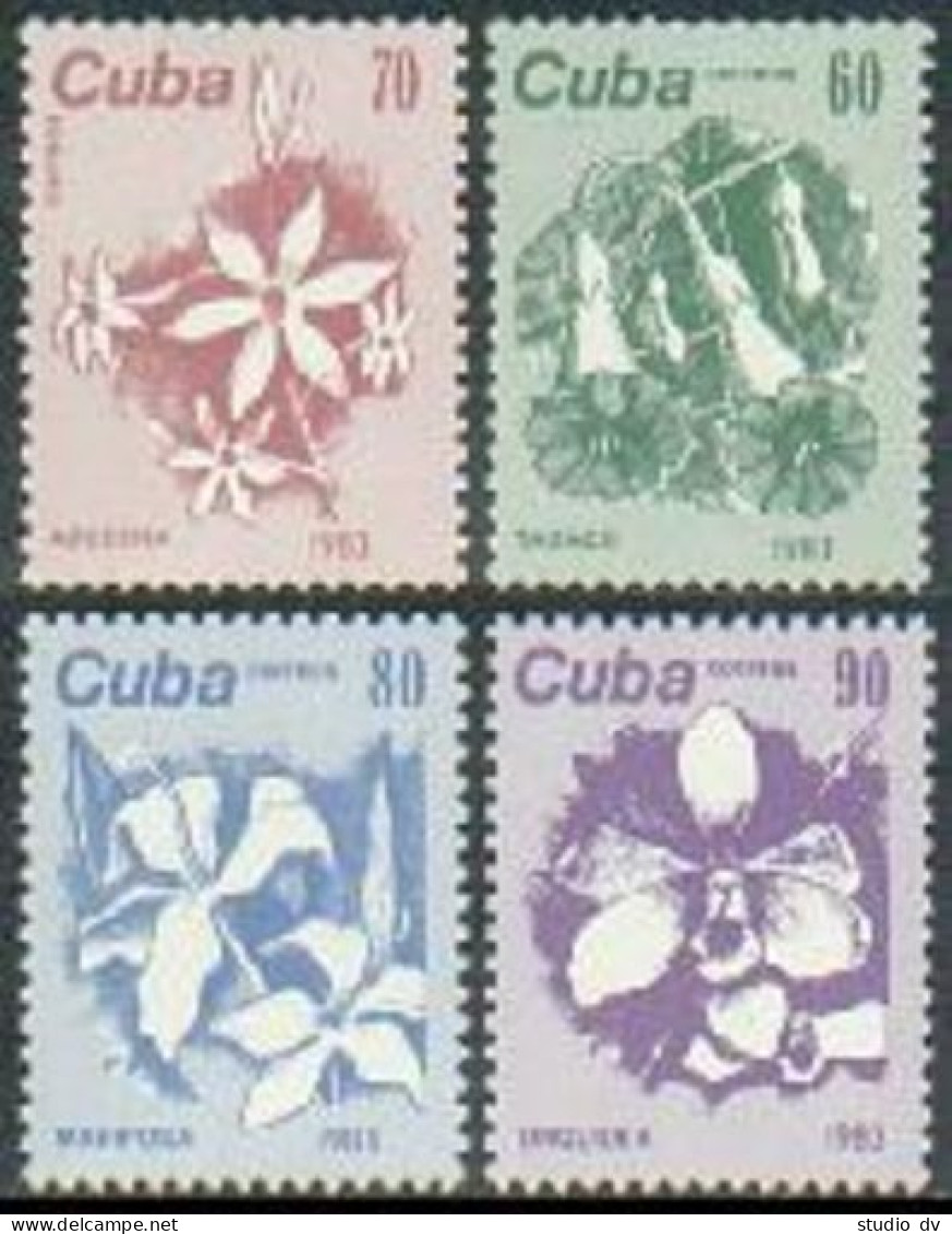 Cuba 2659-2662,MNH.Michel 2810-2813. Flowers 1983.Tobacco,Lily,Mariposa,Orchid. - Ongebruikt