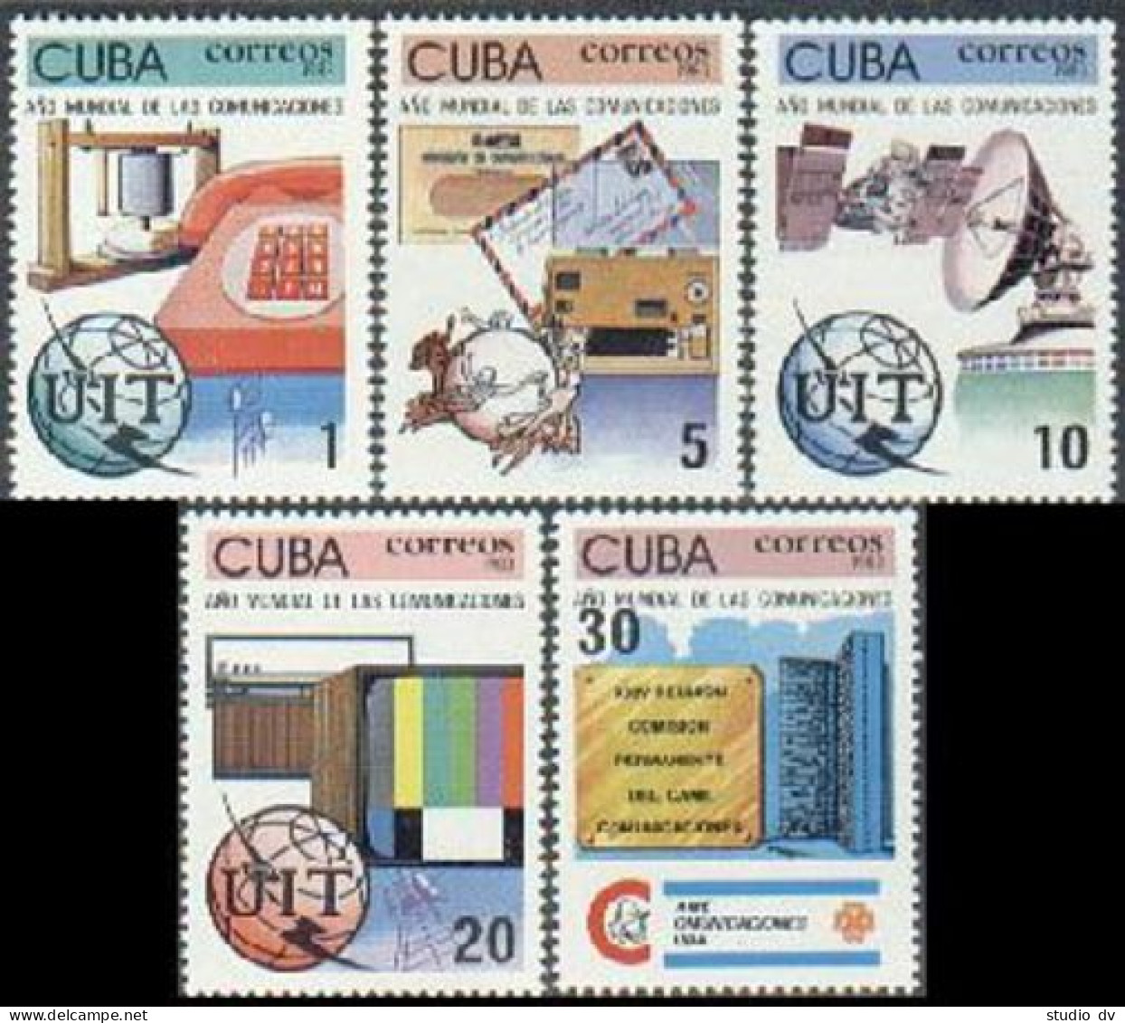 Cuba 2623-2627, MNH. Mi 2772-2776. World Communications Year WCY-1983. ITU, UPU. - Neufs