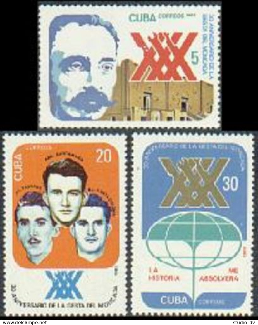 Cuba 2594-2596,MNH.Michel 2743-2745. Attack Of Moncada Barracks-30.1983. - Unused Stamps