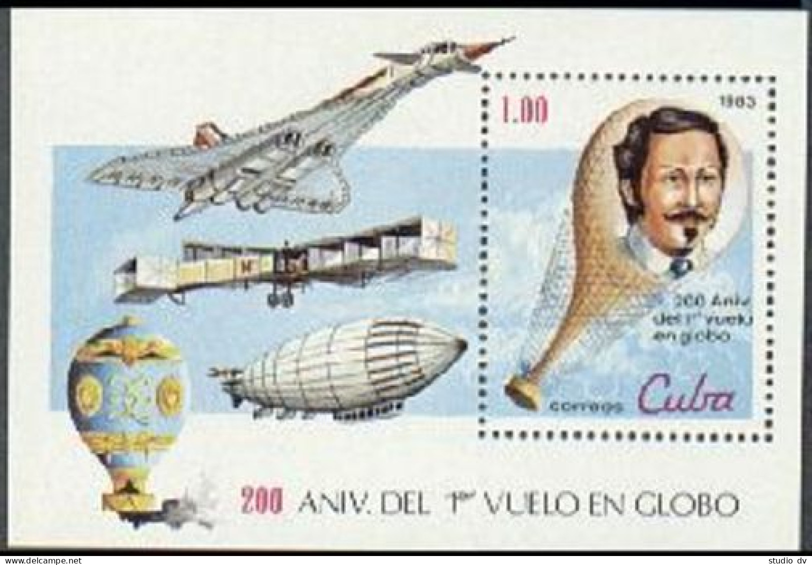 Cuba 2576-82,MNH. 1st Manned Balloon Flights-200,1983.Jose Blino,Concorde. - Ongebruikt