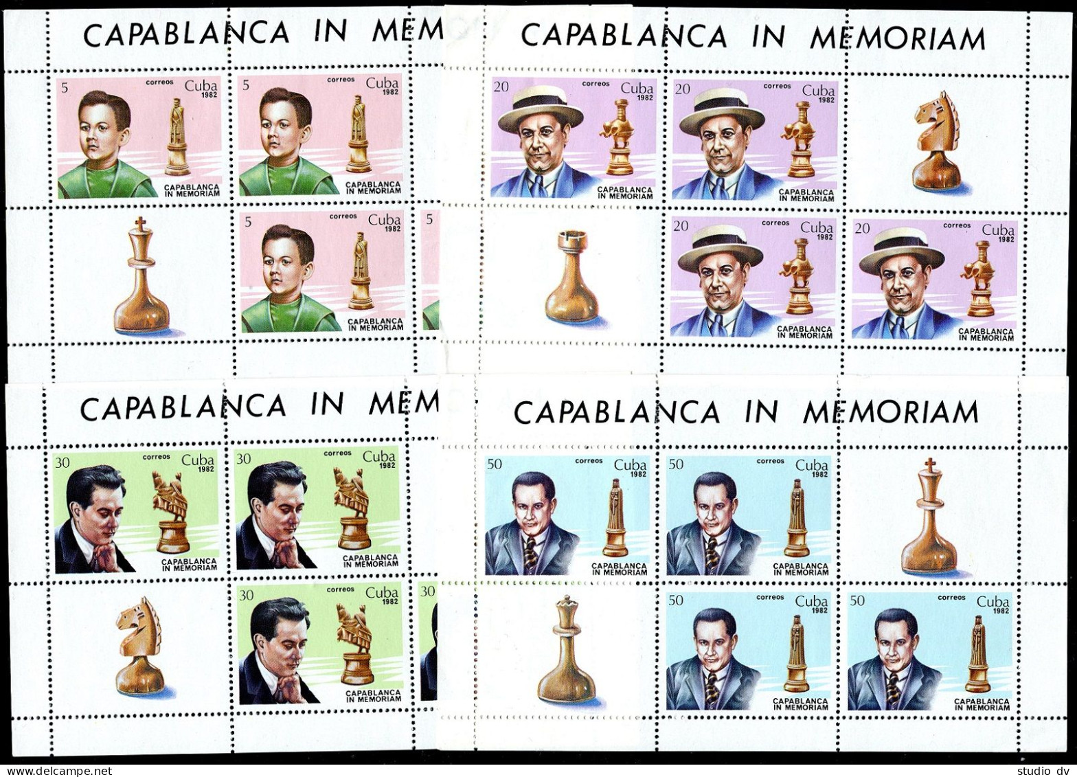 Cuba 2560-2563 Sheets,MNH.Mi 2709-2712. Chess Champion Jose Raul Capablanca,1982 - Neufs