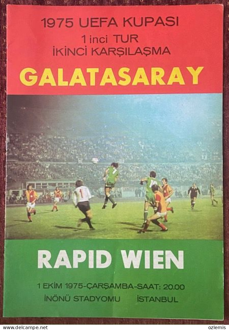 GALATASARAY - RAPID WIEN  ,UEFA  CUP  ,MATCH , SCHEDULE ,1975 - Tickets D'entrée