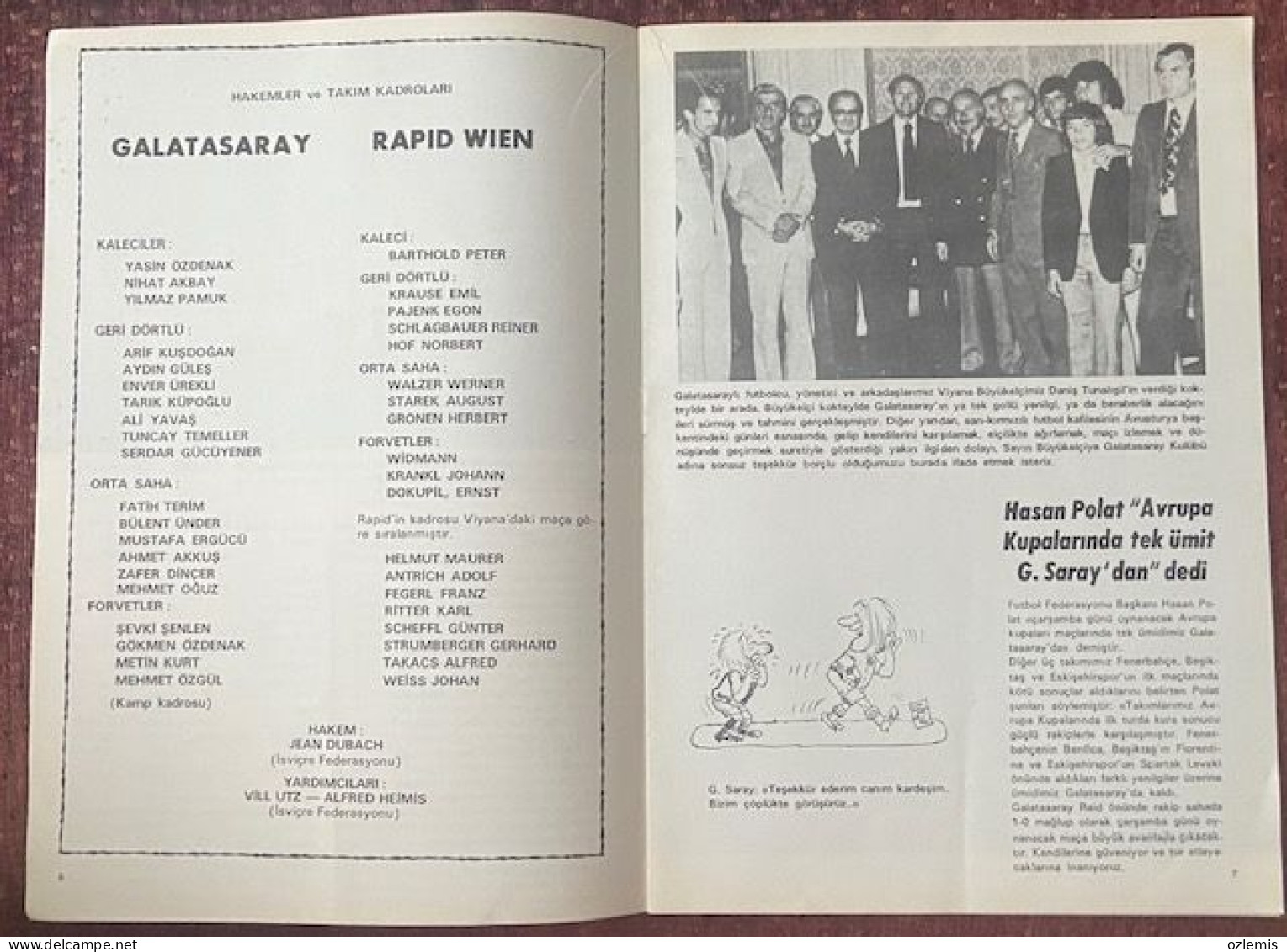 GALATASARAY - RAPID WIEN  ,UEFA  CUP  ,MATCH , SCHEDULE ,1975 - Tickets D'entrée