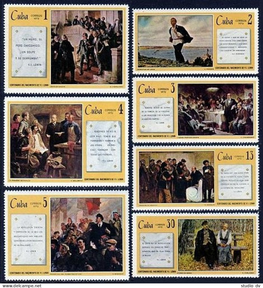 Cuba 1516-1522,1523, MNH. Mi 1588-1594,Bl.36. V.Lenin Birth-100,1970. Paintings. - Unused Stamps