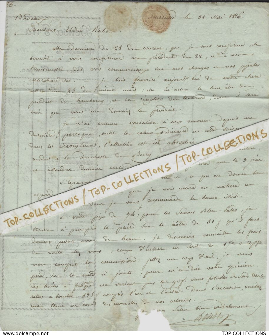 JUDAICA 1816  SECONDE RESTAURATION Bensa Fila Marseille Banque Négoce Navigation COURS  MONNAIES > Elisée Raba Bordeaux - 1800 – 1899