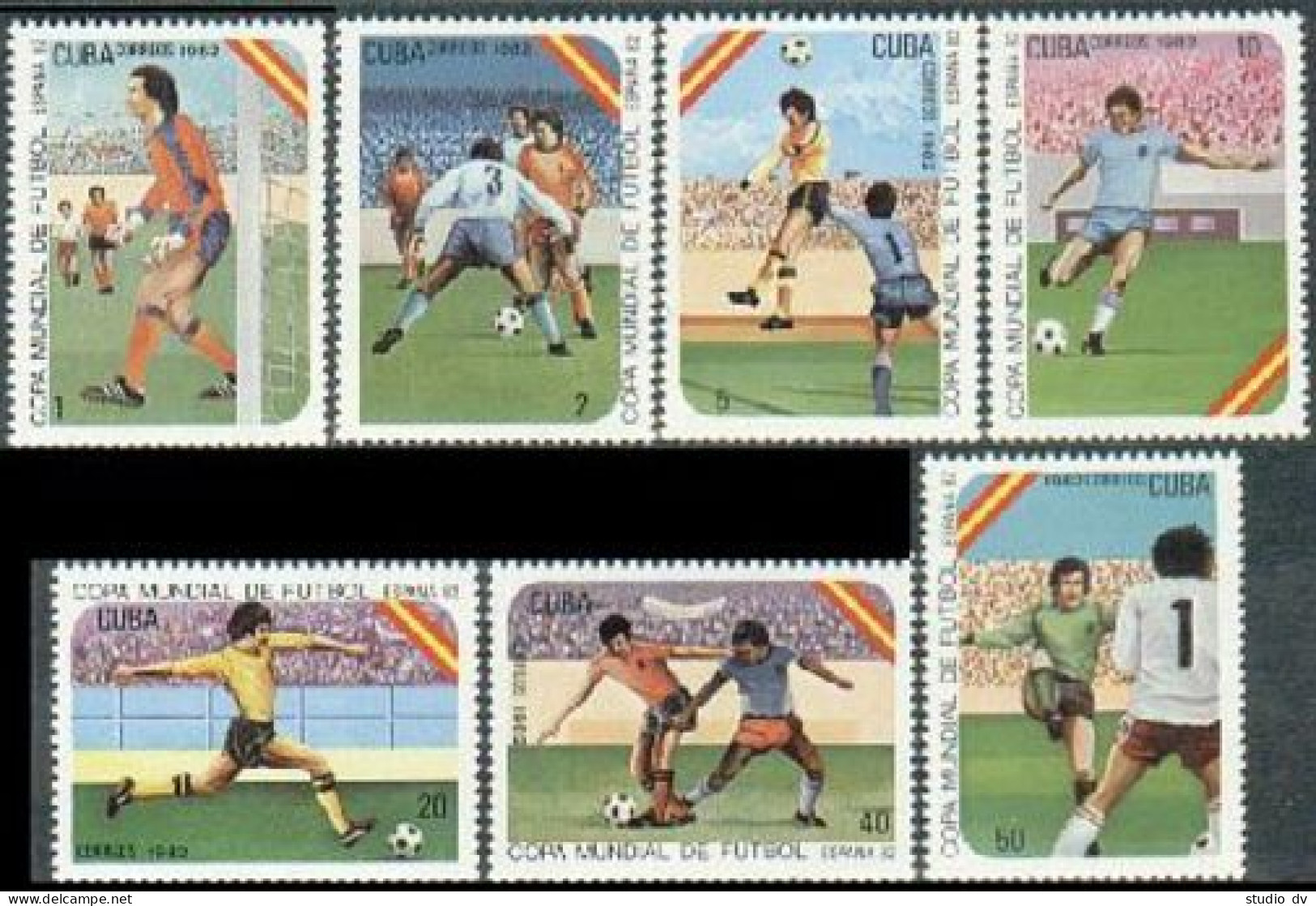 Cuba 2469-2476,MNH.Michel 2618-2624,Bl.71. World Soccer Championships,Spain-1982 - Unused Stamps