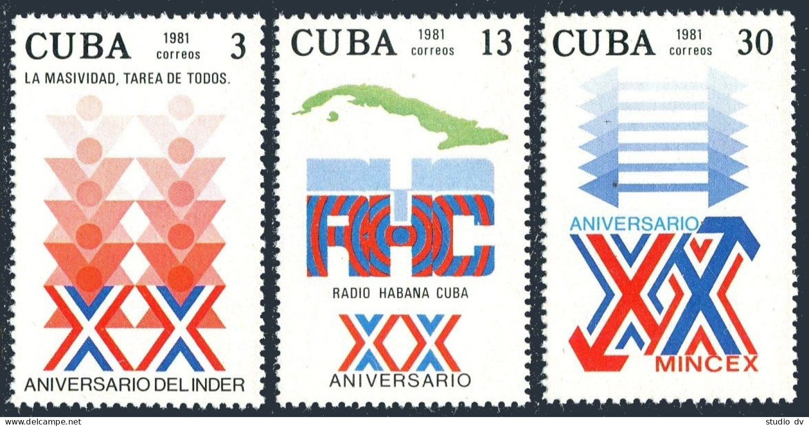 Cuba 2428-2430,MNH.Michel 2577-2579. State Institutions,1981.Sports,Radio Havana - Ongebruikt