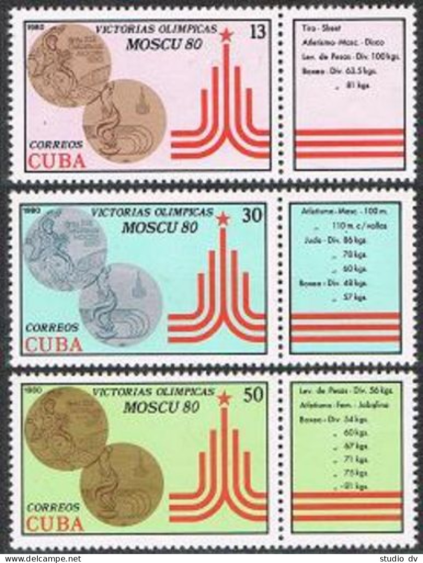 Cuba 2366-2368,MNH. Olympics Moscow-9180,Victory Of Cubans Athletes.Medals. - Nuovi