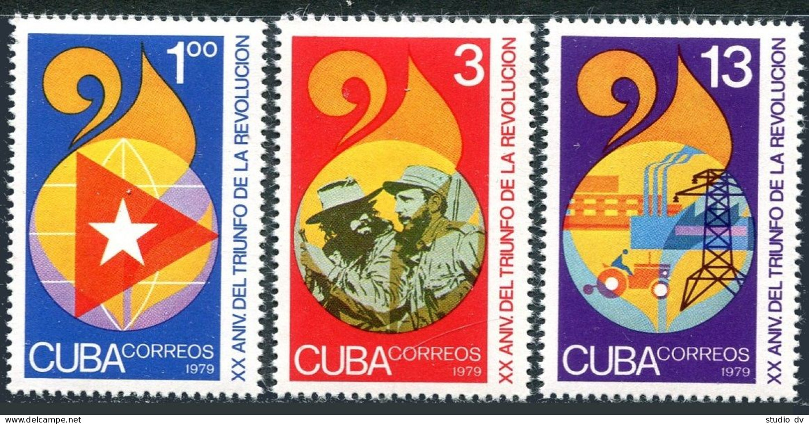 Cuba 2224-2226, MNH. Mi 2363-2365. Triumph Of The Revolution, 20th Ann. 1979. - Unused Stamps