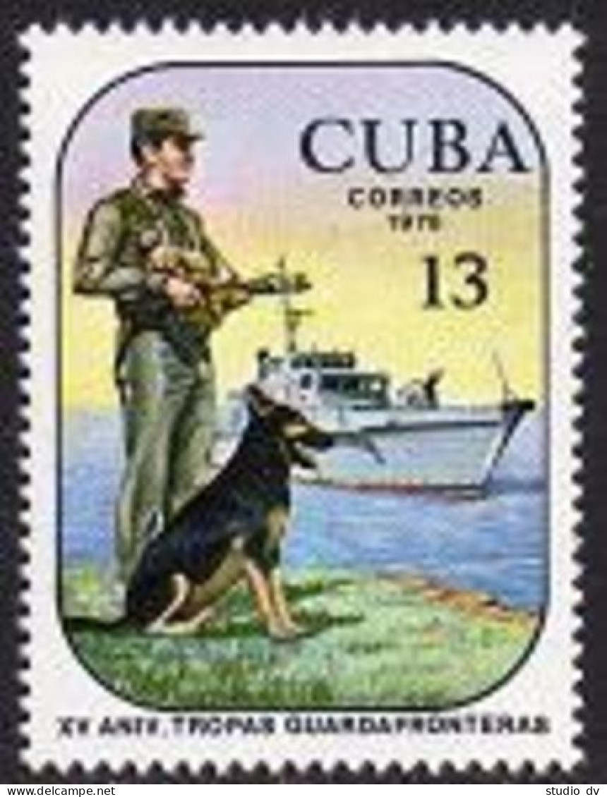 Cuba 2179 Block/4, MNH. Mi 2279. Frontier Troops, 15th Ann. 1978.Naval Ship,Dog. - Unused Stamps