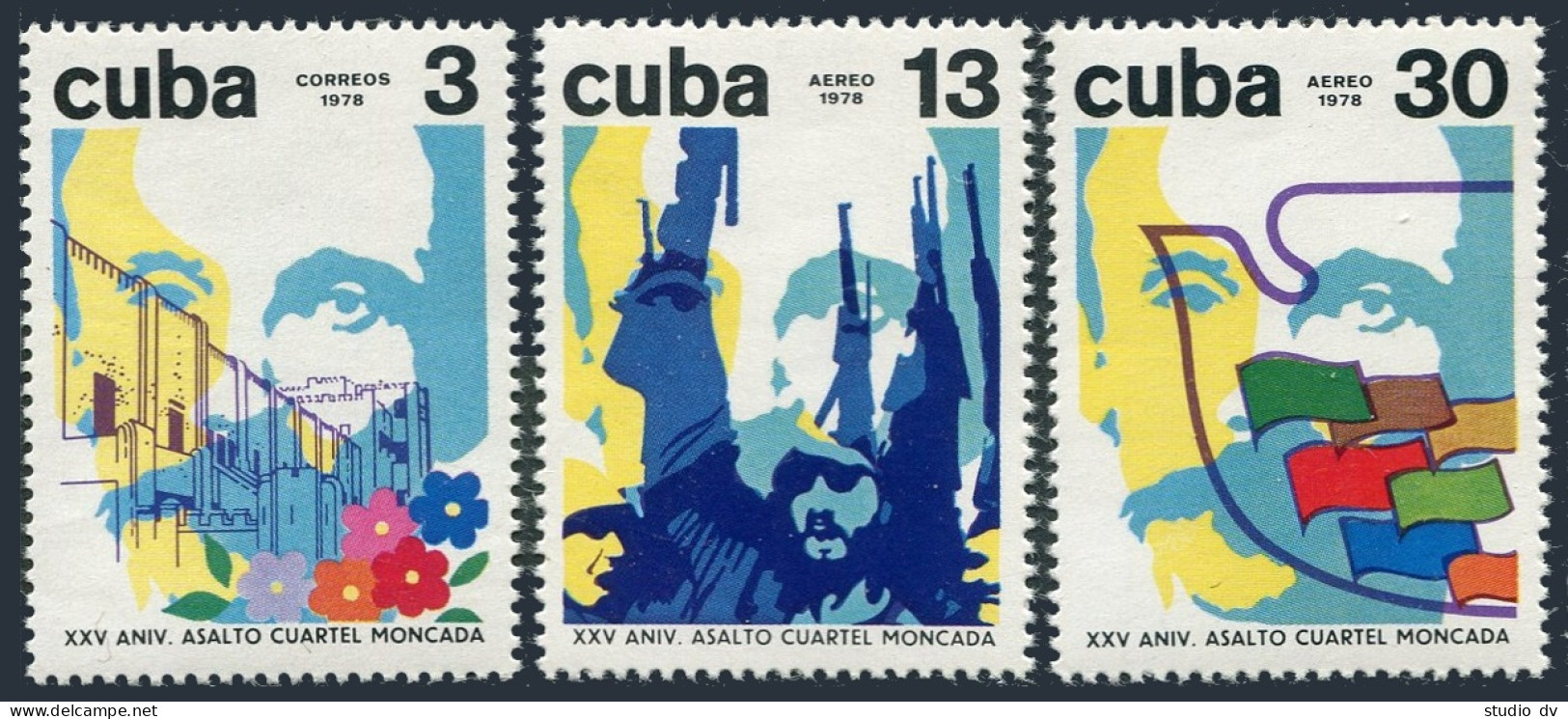 Cuba 2200,C290-C291, MNH. Michel 2315-2317. Attack On Moncada Barracks, 25.1978. - Ongebruikt