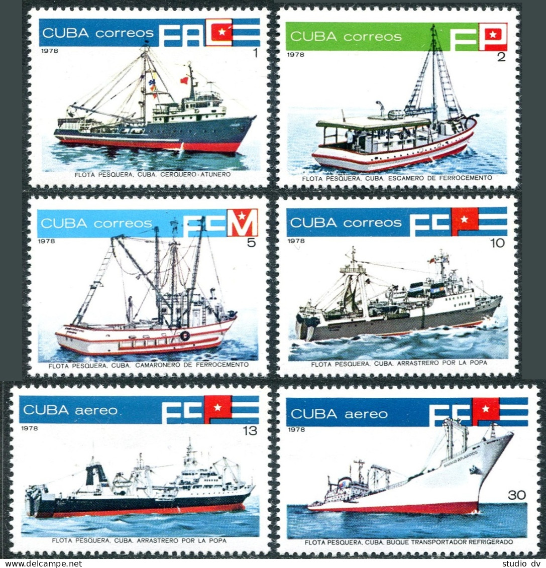 Cuba 2207-2210,C298-C299, MNH. Mi 2390-2395. Tuna Industry 1978. Fishing Boat, - Unused Stamps