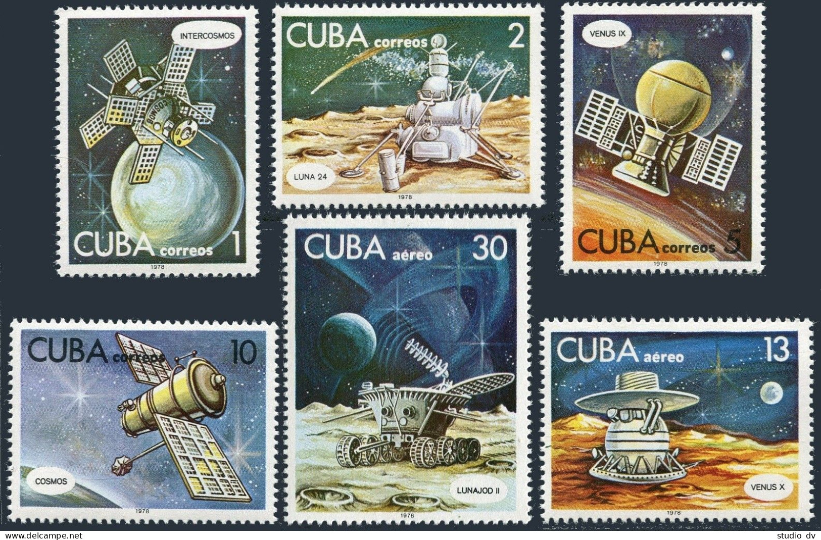 Cuba 2183-2186, C278-C279, MNH. Michel 2286-2291. Cosmonauts' Day 1978. - Unused Stamps