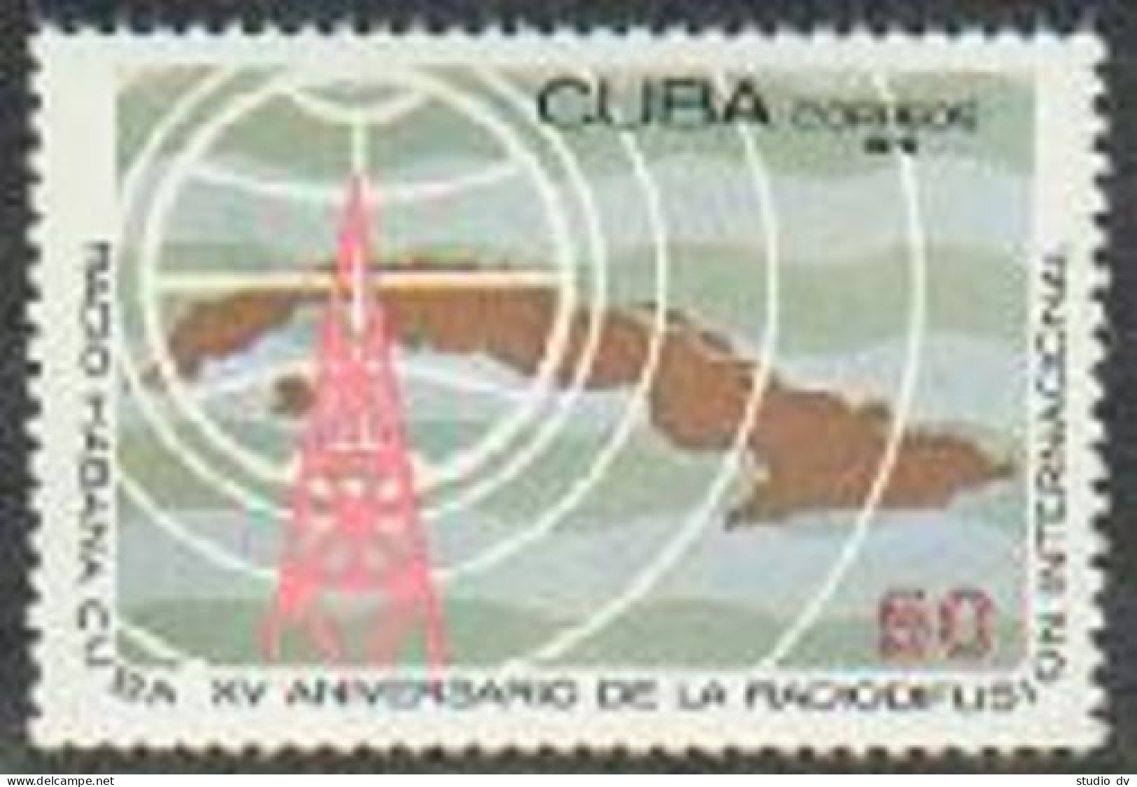 Cuba 2047,MNH.Michel 2122. Havana Radio Broadcasts-15th Ann.1976.Map Of Cuba - Ungebraucht
