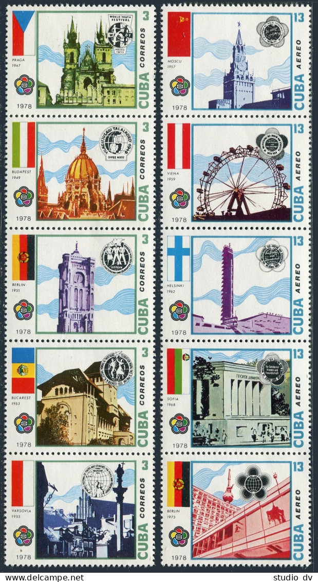 Cuba 2201-2205,C292-C297,MNH.Mi 2318-2328. Youth,Students Festival,Havana,1978. - Unused Stamps