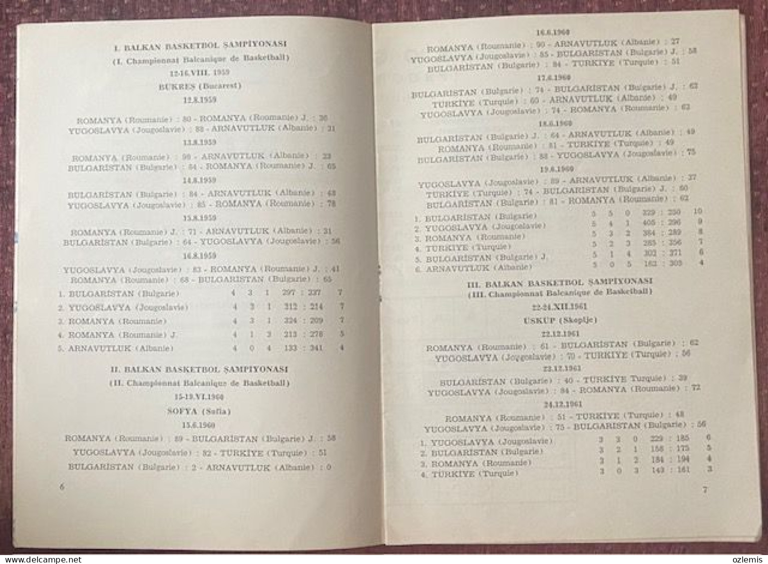 BALKAN BASKET CHAMPIONSHIP  ,TURKEY  ,MATCH , SCHEDULE ,1962 - Andere & Zonder Classificatie