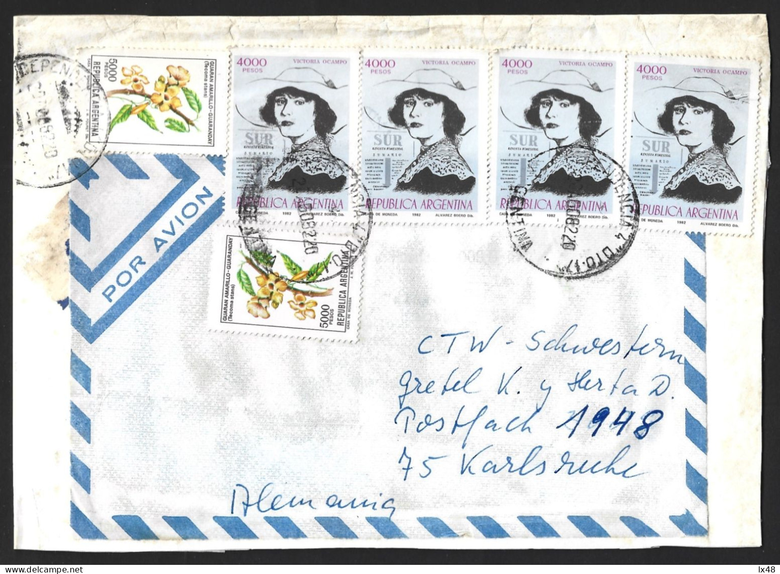 Victoria Ocampo Argentine Writer And Editor. Revista Sur. Letter With 4 Victoria Stamps.Victoria Ocampo Escritora Y Edit - Famous Ladies