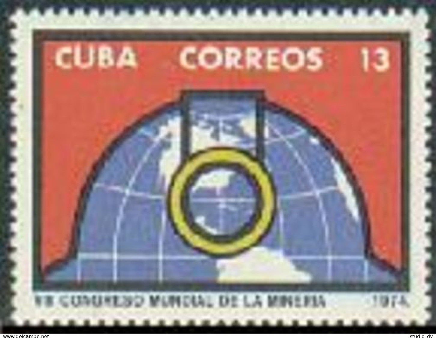 Cuba 1938, MNH. Michel 2013. World Mining Conference, 1974. Map. - Unused Stamps