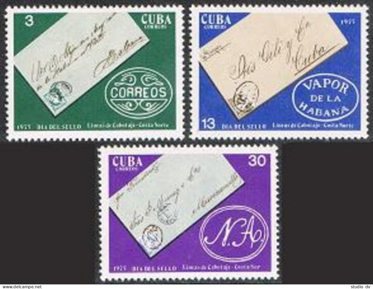 Cuba 1970-1972, MNH. Michel 2045-2047. Stamp Day 1975. Various Covers. - Unused Stamps