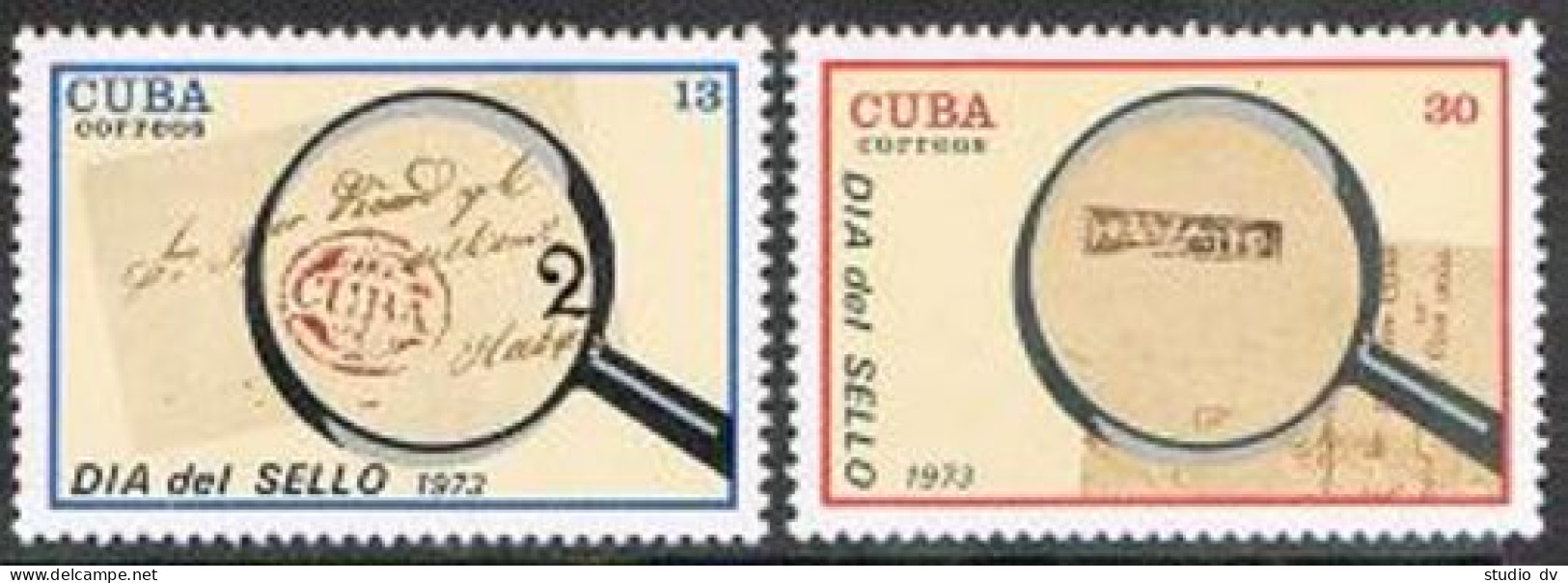 Cuba 1796-1797,MNH.Michel 1871-1872. Stamp Day 1973. - Unused Stamps