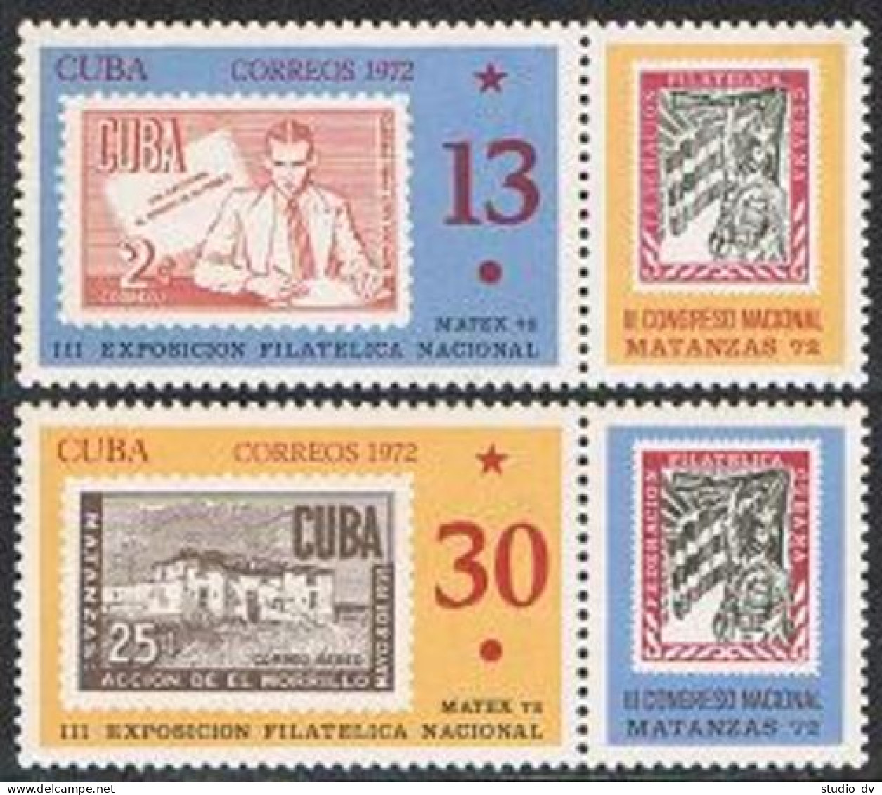 Cuba 1744-1745/label,MNH. MATEX-1972,National StampEXPO - Unused Stamps