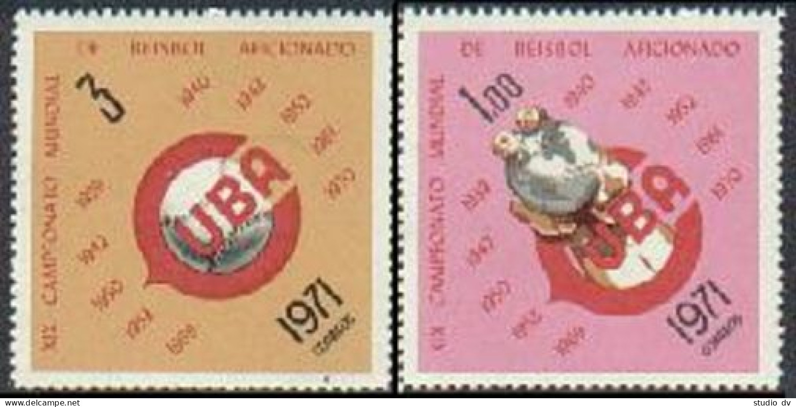 Cuba 1654-1655,MNH.Michel 1728-1729. World Amateur Baseball Championships,1971. - Unused Stamps