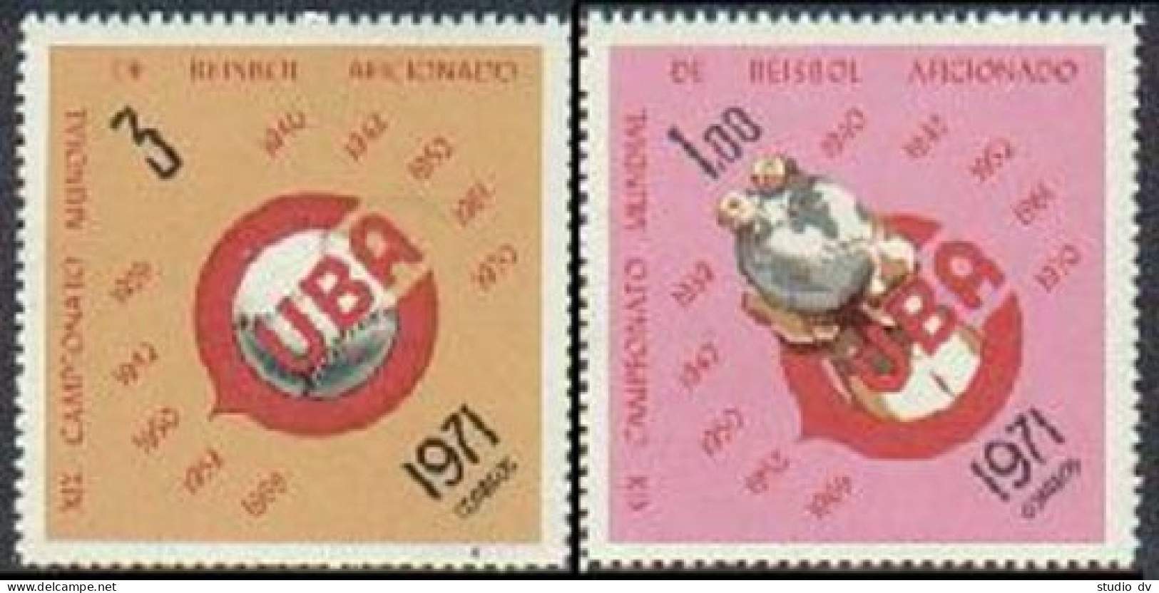 Cuba 1654-1655,MNH.Michel 1728-1729. World Amateur Baseball Championships,1971. - Neufs