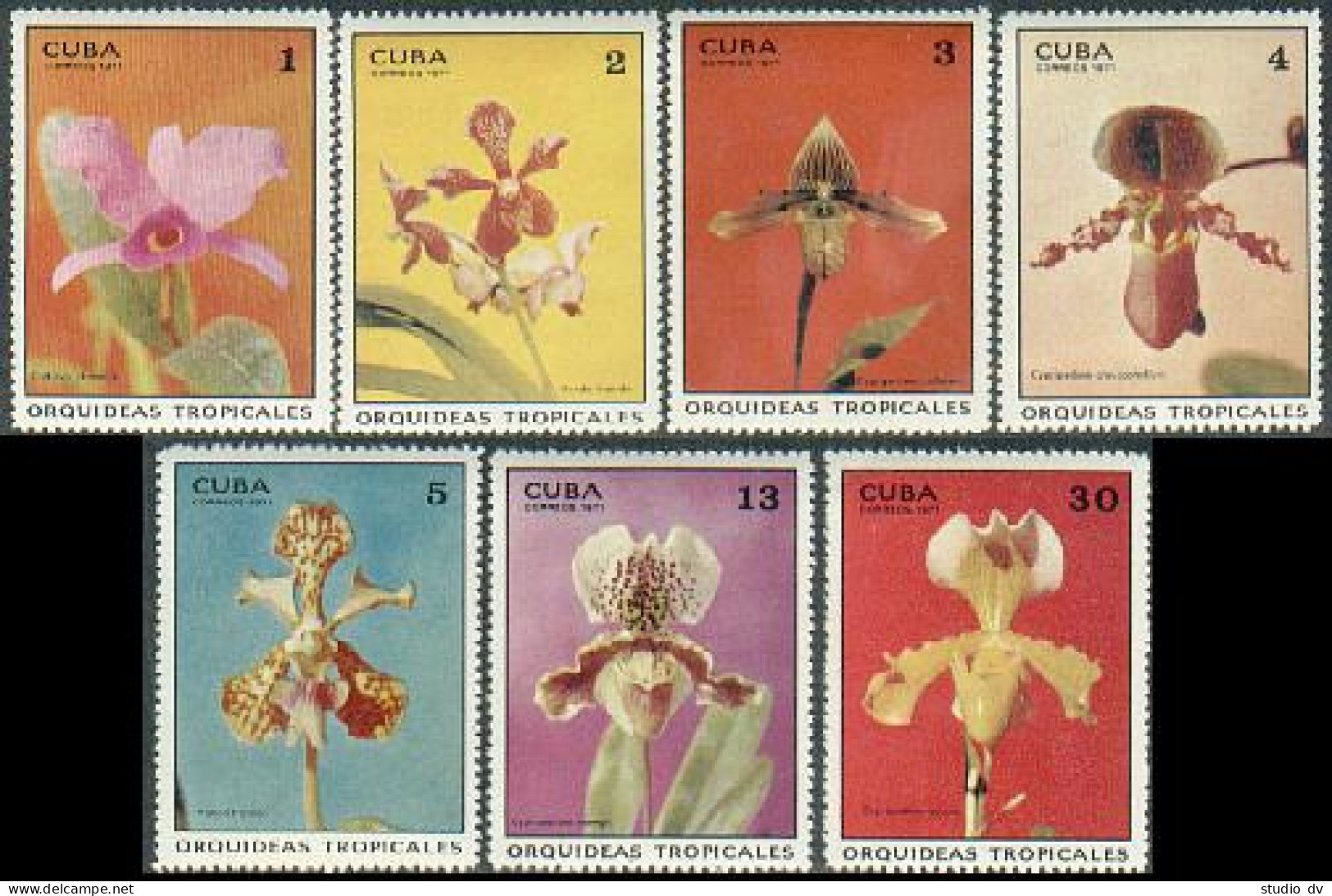 Cuba 1620-1626,MNH.Michel 1694-1700. Orchids 1971. - Unused Stamps