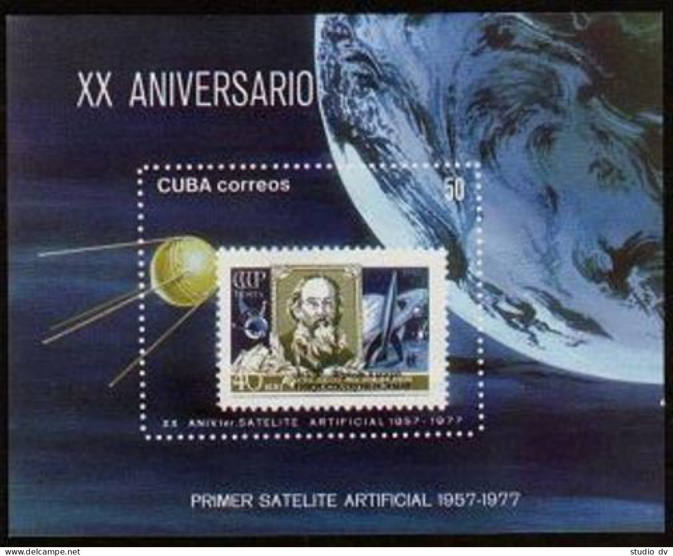 Cuba 2132-2137,2138, MNH. Mi 2208-2213, Bl.58. Cosmonauts Day 1977. Space Stamps - Unused Stamps