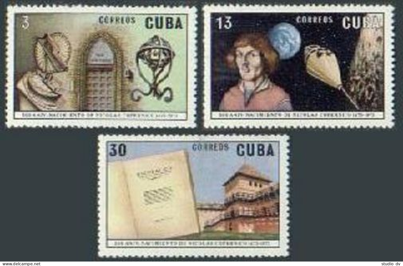 Cuba 1799-1801, 1802, MNH. Mi 1874-1876, Bl.41. Nicolaus Copernicus-500, 1973. - Nuevos