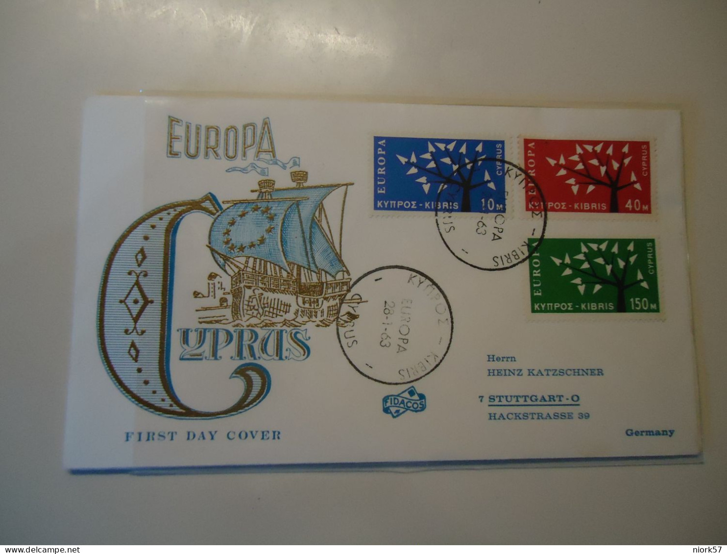 CYPRUS FDC   EUROPA 1963 POSTED - Cartas