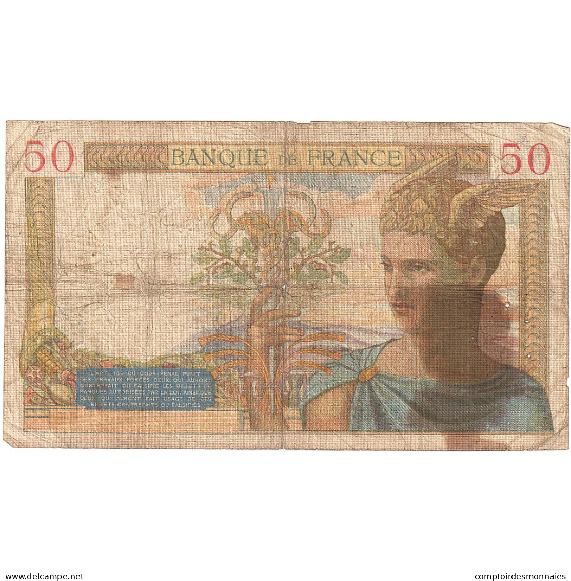 France, 50 Francs, Cérès, 1937, B.6879, AB, Fayette:18.03, KM:85a - 50 F 1934-1940 ''Cérès''